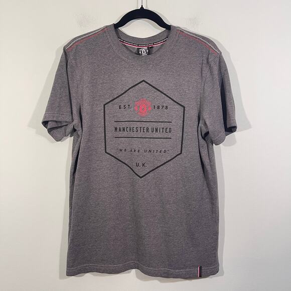 Manchester United Grey Short Sleeve Graphics Tee Size S Soccer UK EFL - Picture 1 of 8
